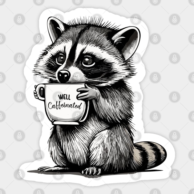 Caffeine raccoon Sticker by Phytic